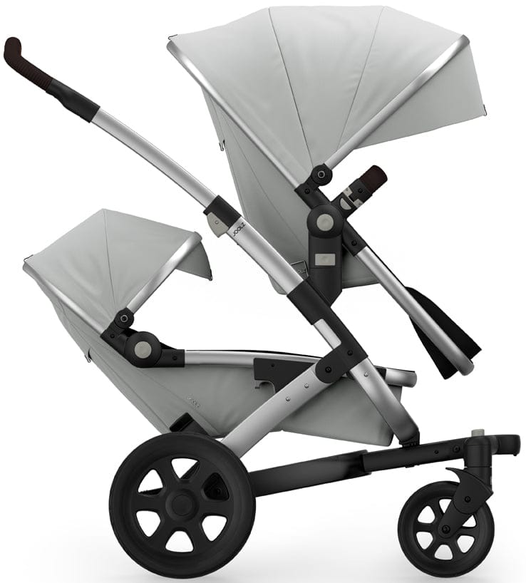 Joolz Geo 2 Tailor Twin Stroller - Silver/Silver/Black/Dark Brown Ribbed - TG0186-DBL