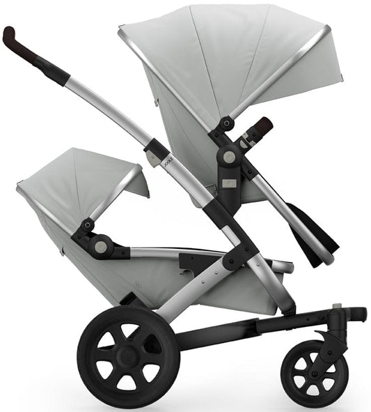 Joolz Geo 2 Tailor Twin Stroller - Silver/Silver/Black/Dark Brown Ribbed - TG0186-DBL
