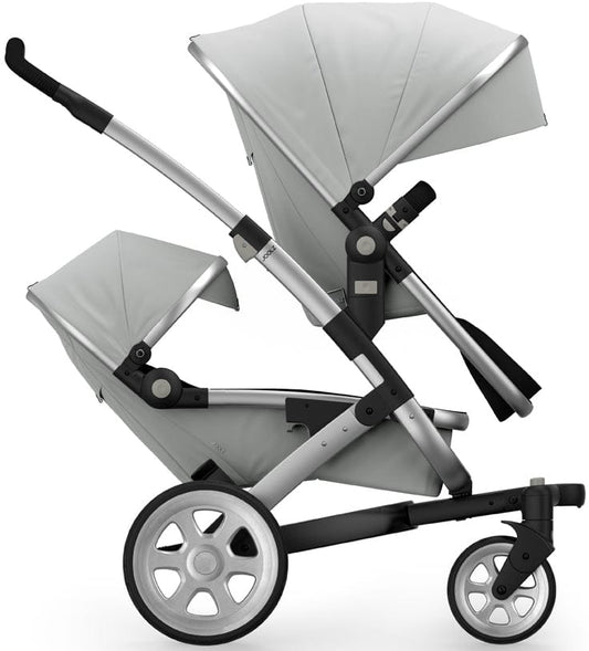 Joolz Geo 2 Tailor Twin Stroller - Silver/Silver/Silver/Black Ribbed - TG0163-DBL