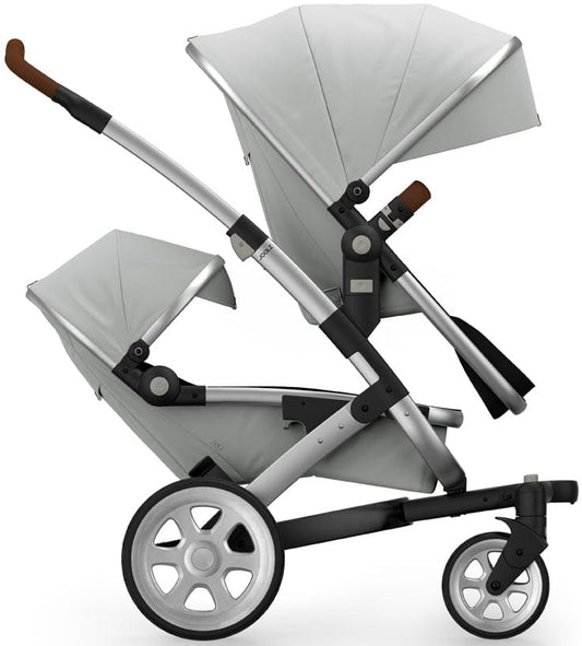 Joolz Geo 2 Tailor Twin Stroller - Silver/Silver/Silver/Brown Ribbed - TG0169-DBL