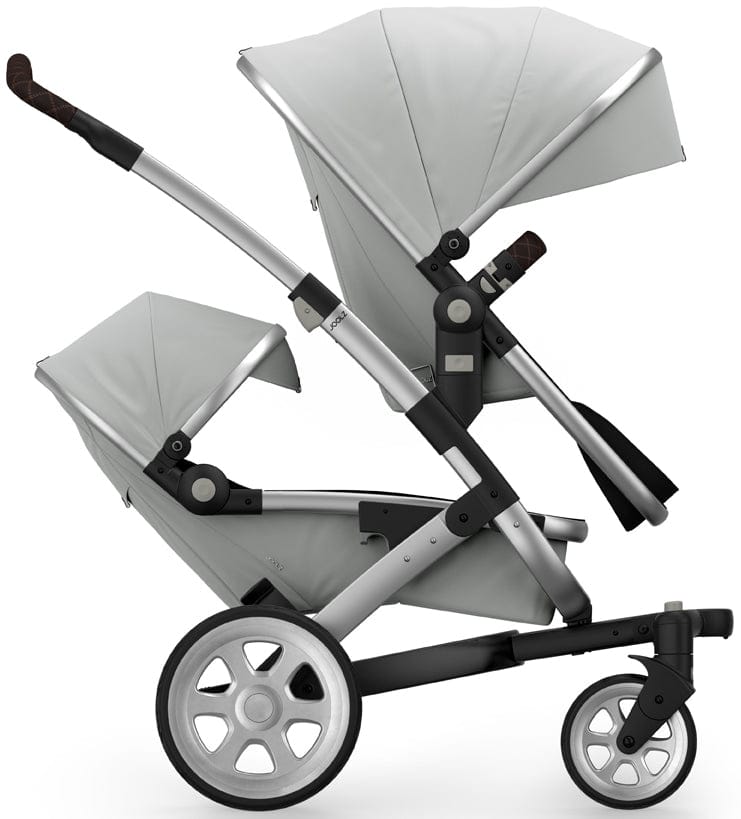 Joolz Geo 2 Tailor Twin Stroller - Silver/Silver/Silver/Dark Brown Double-Stitched - TG0165-DBL