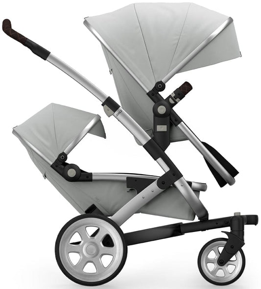 Joolz Geo 2 Tailor Twin Stroller - Silver/Silver/Silver/Dark Brown Double-Stitched - TG0165-DBL