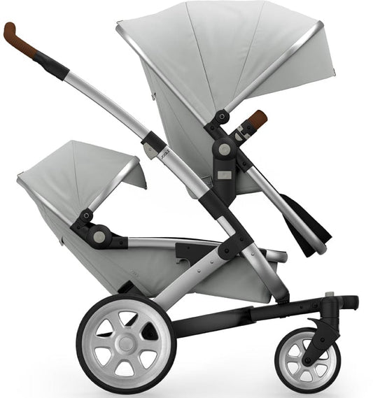 Joolz Geo 2 Tailor Twin Stroller - Silver/Silver/Silver/Dark Brown Ribbed - TG0166-DBL