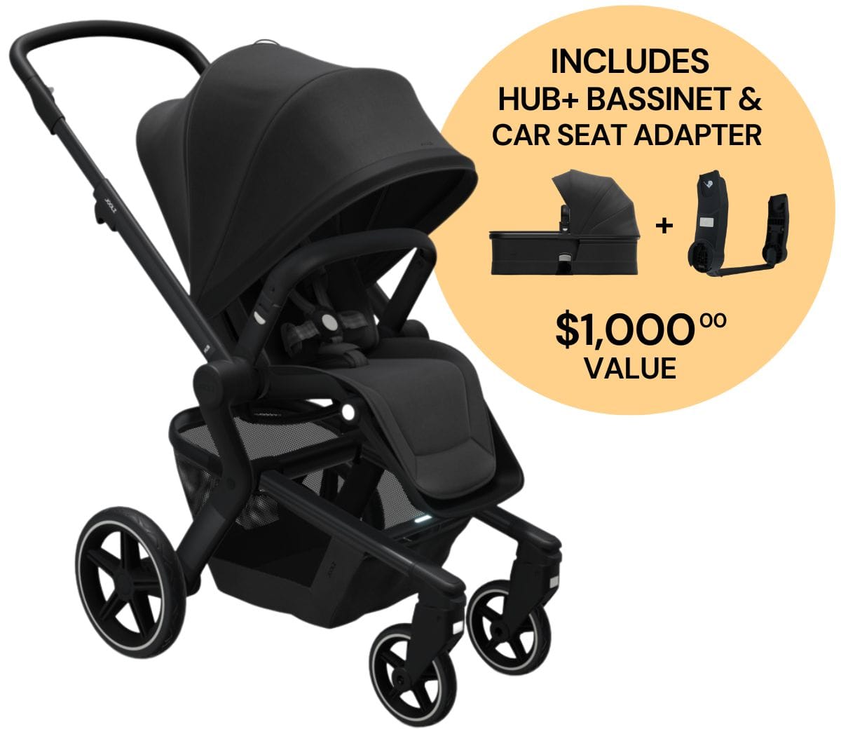 Joolz Hub+ Newborn Ready Bundle - Brilliant Black - 430260-430261-902000