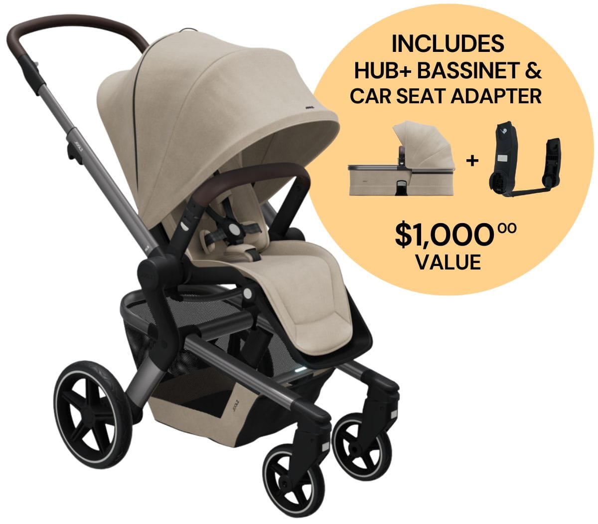 Joolz Hub+ Newborn Ready Bundle - Timeless Taupe - 430290-430291-902000