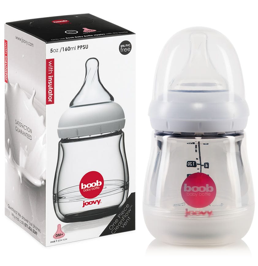 Joovy Boob PPSU Baby Bottle + Insulator - 5 oz, Grey - 260