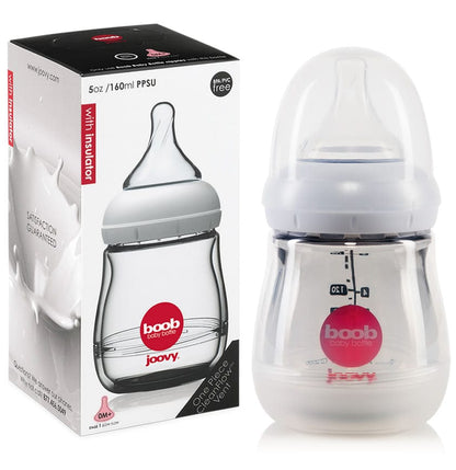 Joovy Boob PPSU Baby Bottle + Insulator - 5 oz, Grey - 260