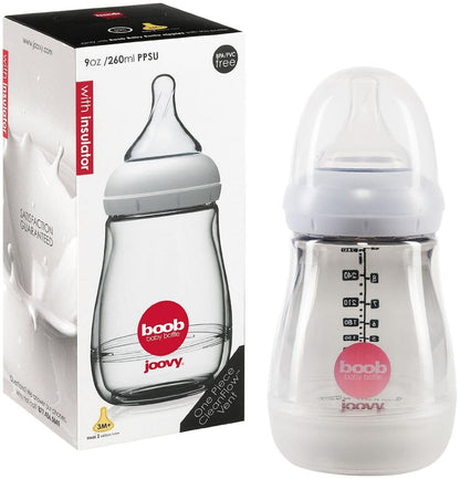 Joovy Boob PPSU Baby Bottle + Insulator - 9 oz, Grey - 263