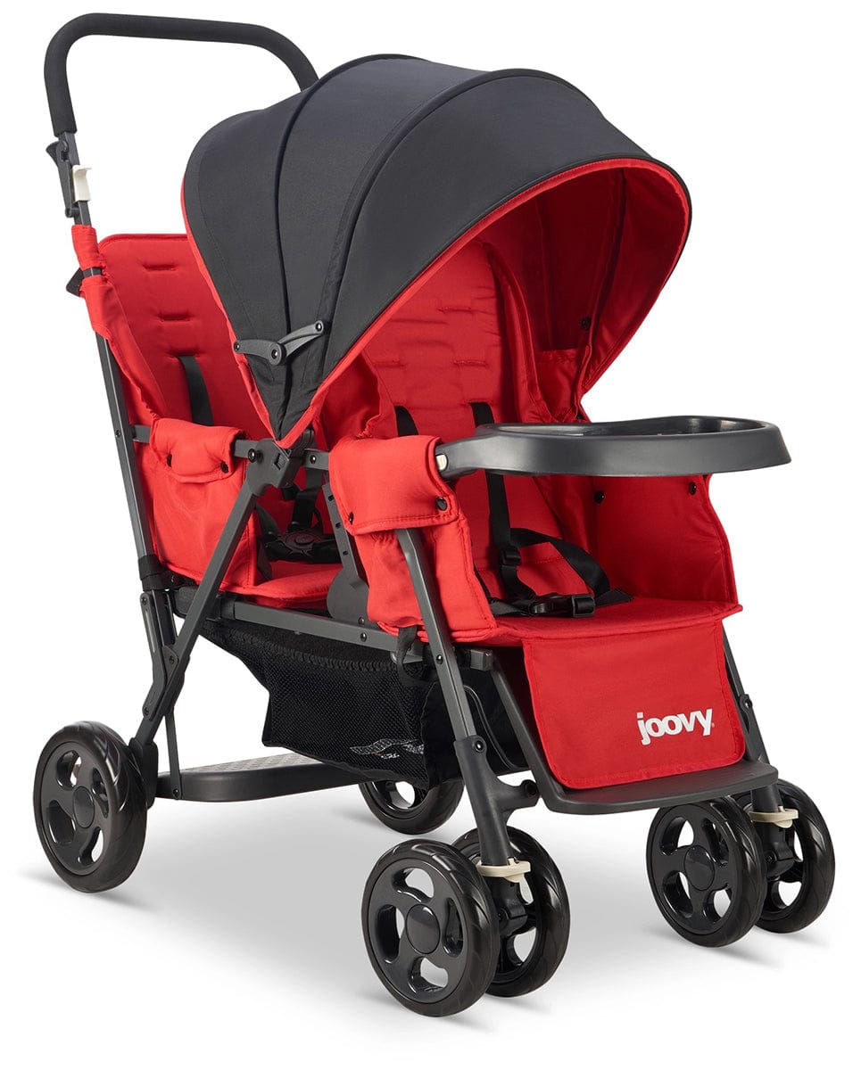 Joovy Caboose Too Sit And Stand Tandem Double Stroller - Graphite / Red - 8161-J