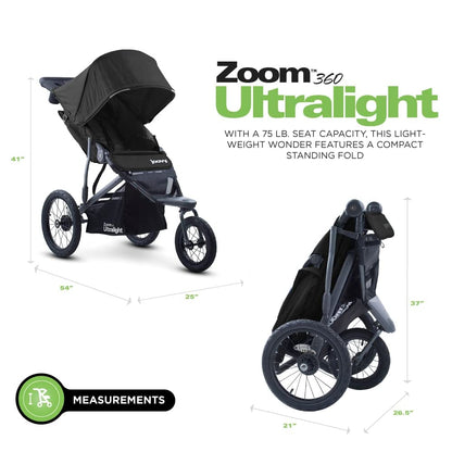 Joovy Zoom 360 Ultralight Jogging Stroller - Black - 8367-DS