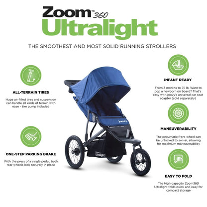 Joovy Zoom 360 Ultralight Jogging Stroller - Blueberry - 8360-DS