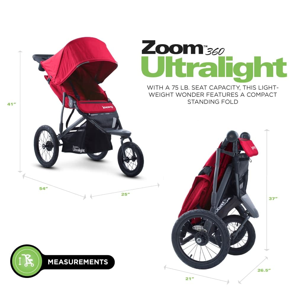 Joovy Zoom 360 Ultralight Jogging Stroller - Red - 8361-DS