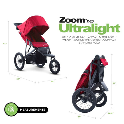 Joovy Zoom 360 Ultralight Jogging Stroller - Red - 8361-DS