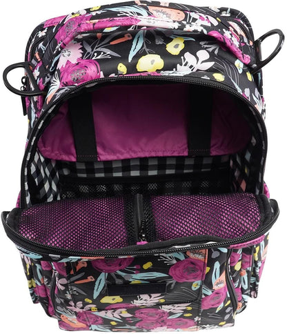 Ju-Ju-Be Be Right Back Backpack Diaper Bag - Black & Bloom - 15BP01X-BBL