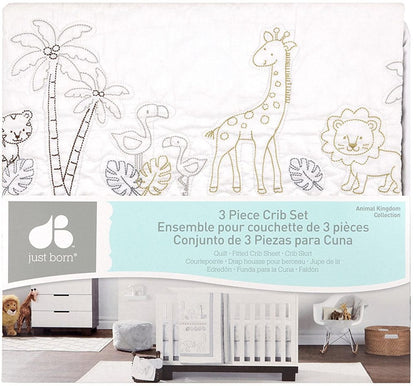 Just Born 3 Piece Crib Bedding Set - Animal Kingdom - 22266135128