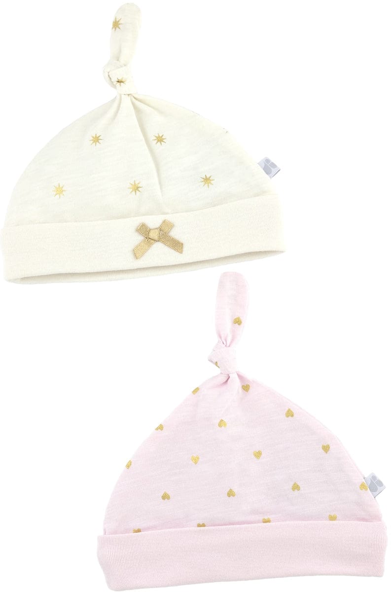 Just Born Sparkle Hats, 2 Pack - Pink / Ivory - 22266151531