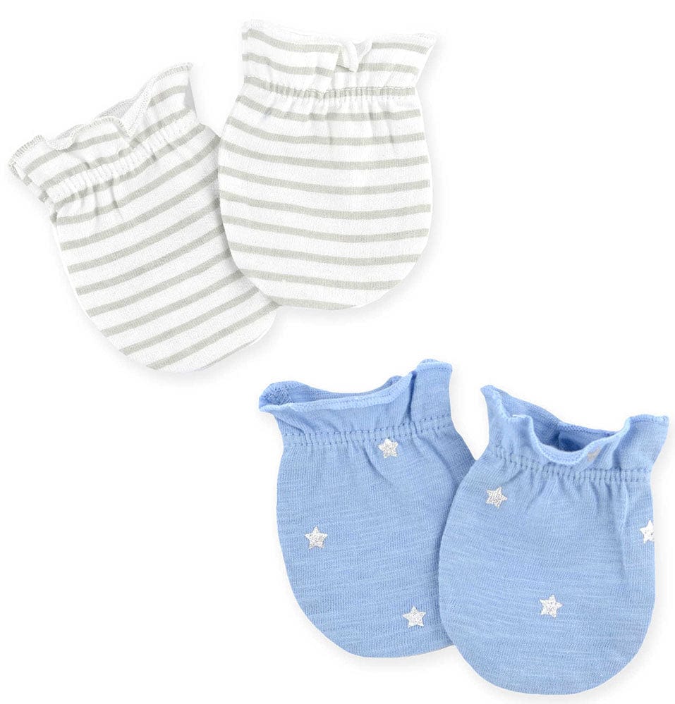 Just Born Sparkle Mittens, 2 Pack - Blue / White - 22266151562