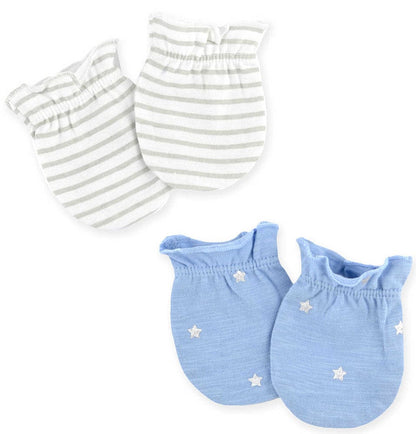 Just Born Sparkle Mittens, 2 Pack - Blue / White - 22266151562