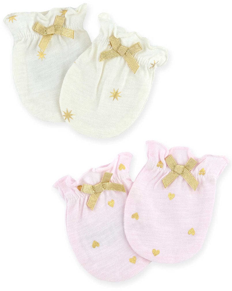 Just Born Sparkle Mittens, 2 Pack - Pink / Ivory - 22266151548