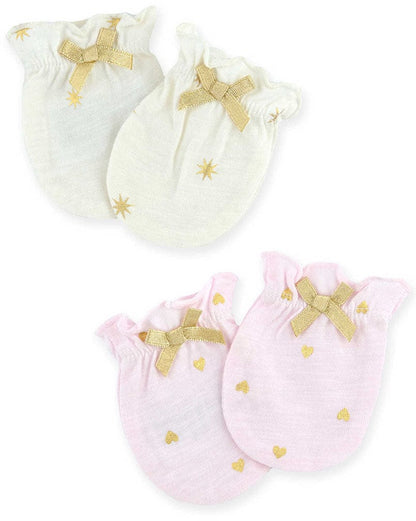 Just Born Sparkle Mittens, 2 Pack - Pink / Ivory - 22266151548
