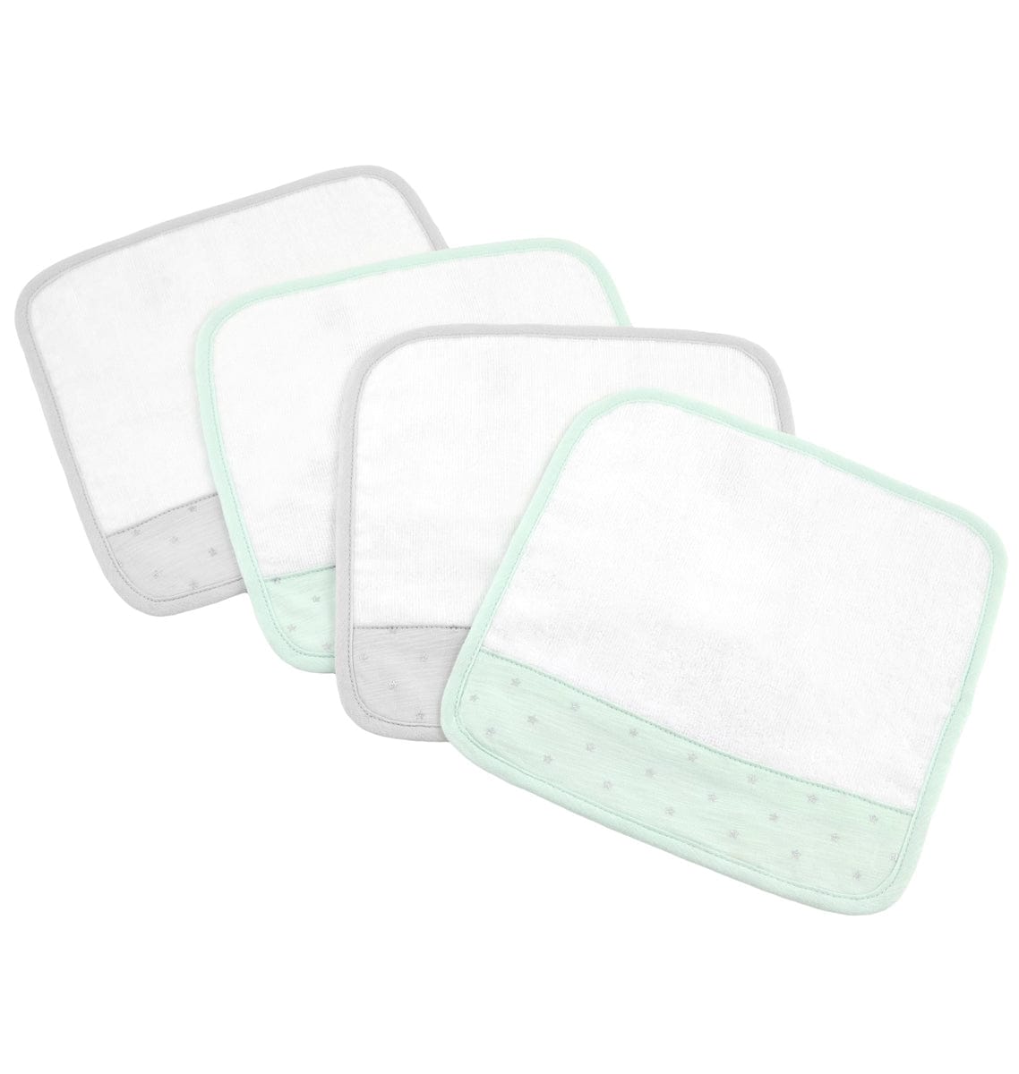 Just Born Washcloths, 4-Pack - Mint/Gray - 56108413NNEUOSZ