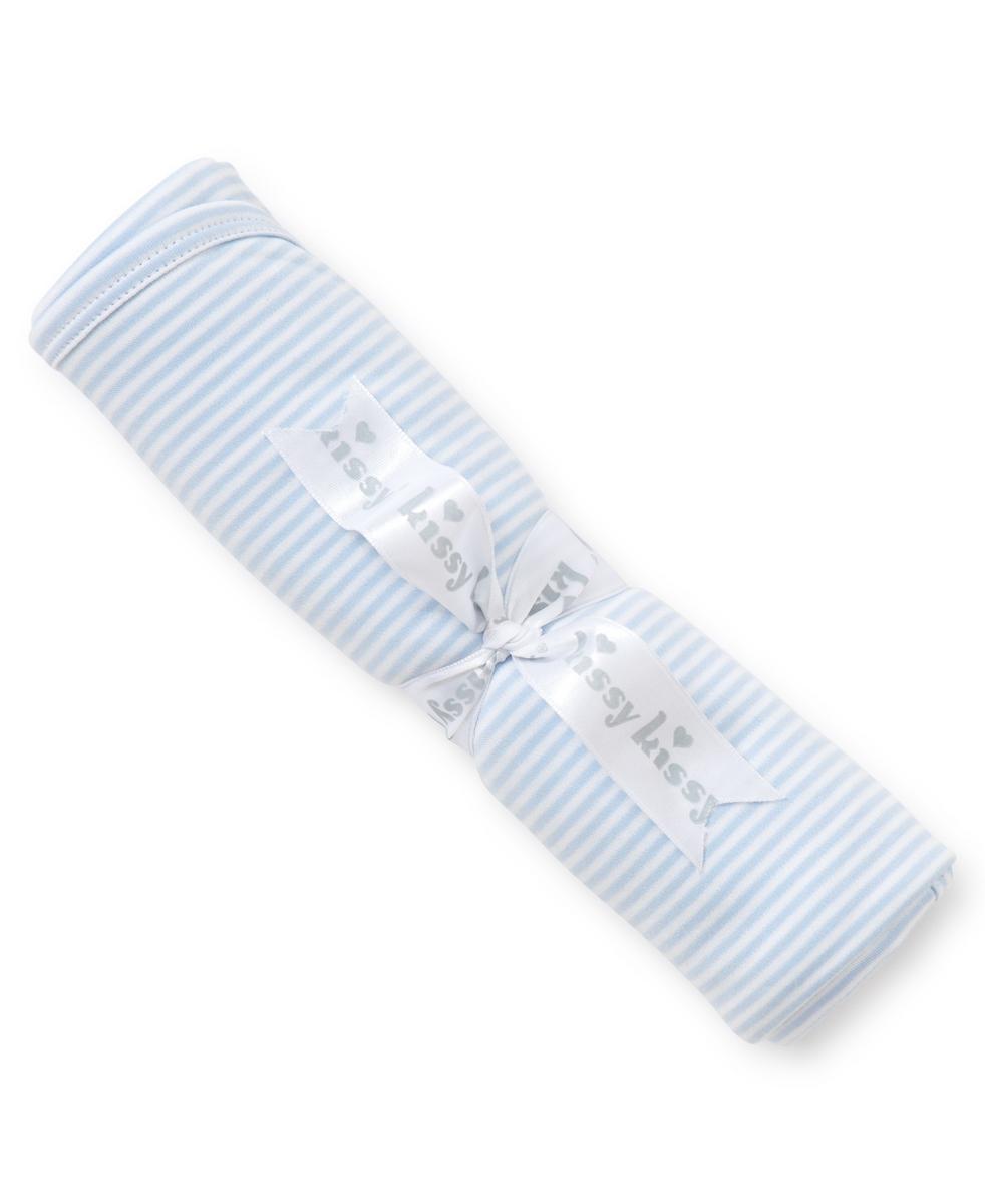 Kissy Kissy Stripes Blanket - Light Blue Stripes