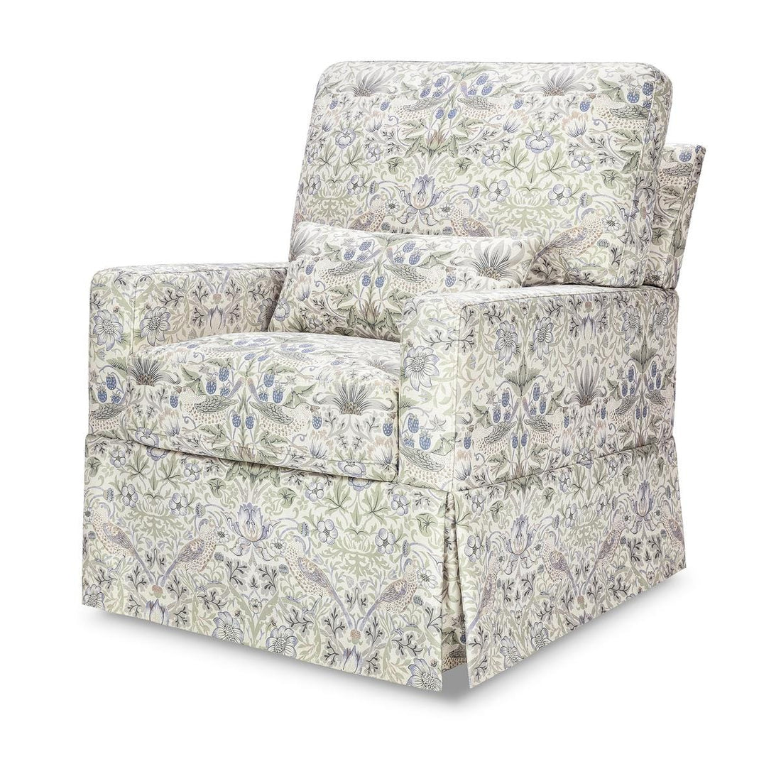 Morris & Co. x Namesake Crawford Pillowback Comfort Swivel Glider - Strawberry Thief in Fig & Thyme - M21787TTFT