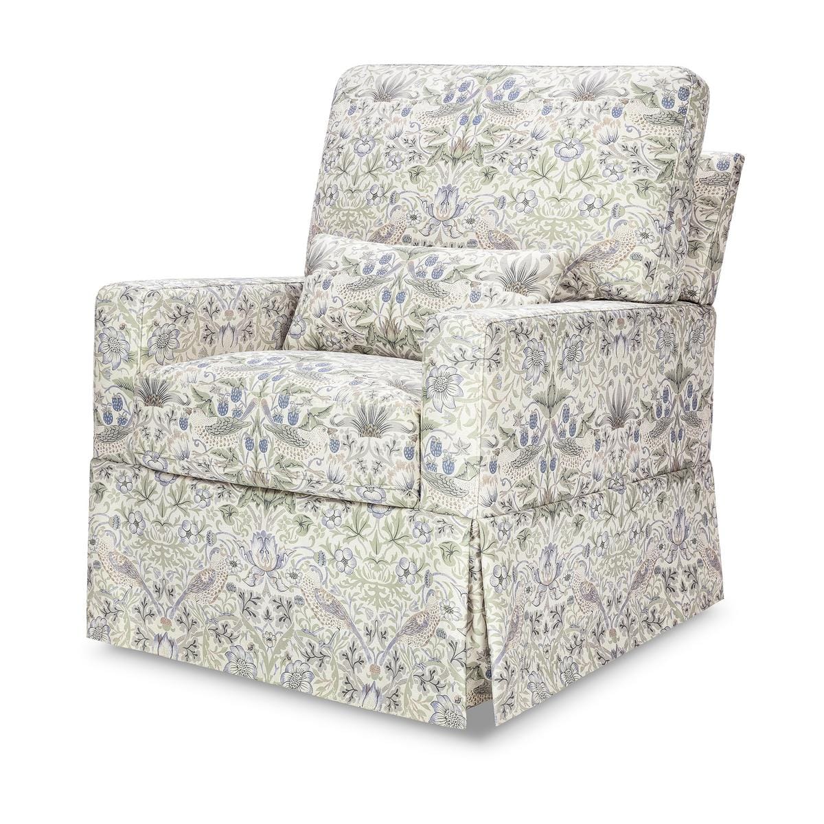 Morris & Co. x Namesake Crawford Pillowback Comfort Swivel Glider - Strawberry Thief in Fig & Thyme - M21787TTFT