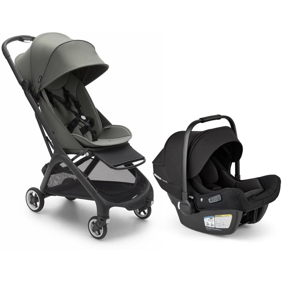 Bugaboo Butterfly 1 + Turtle Air Shield Travel System Bundle - Black / Forest Green / Black - 100025001-400016001-B