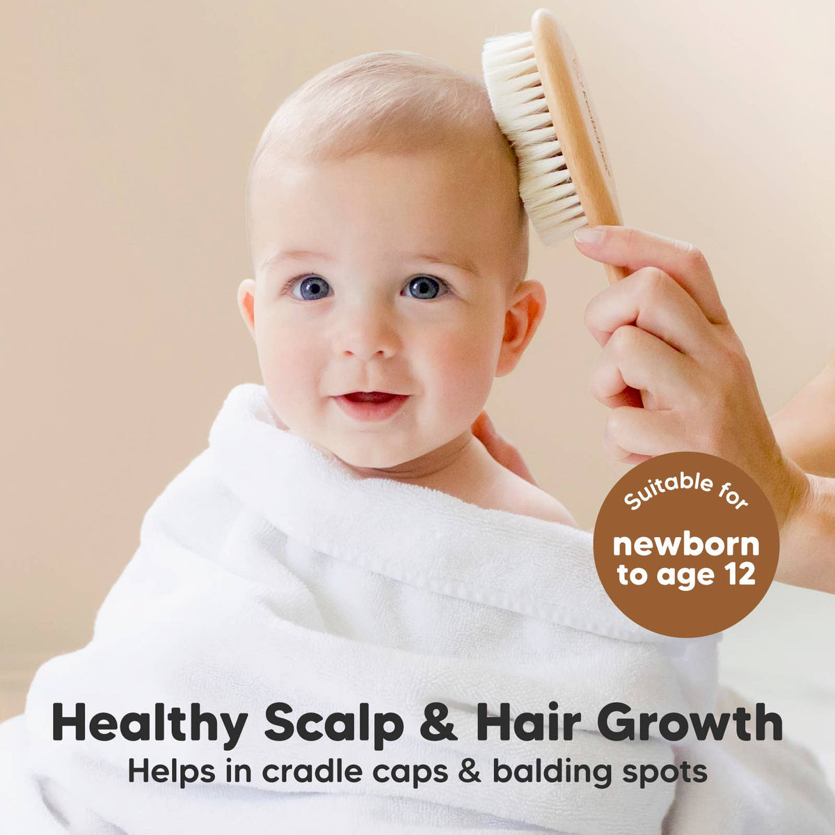 KeaBabies Baby Hair Brush and Comb Set - Walnut