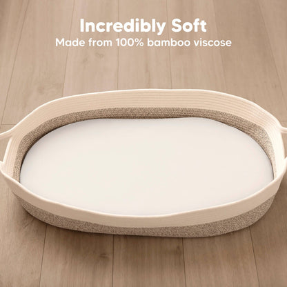 KeaBabies Isla Bassinet Mattress Sheets - Soft White image 2