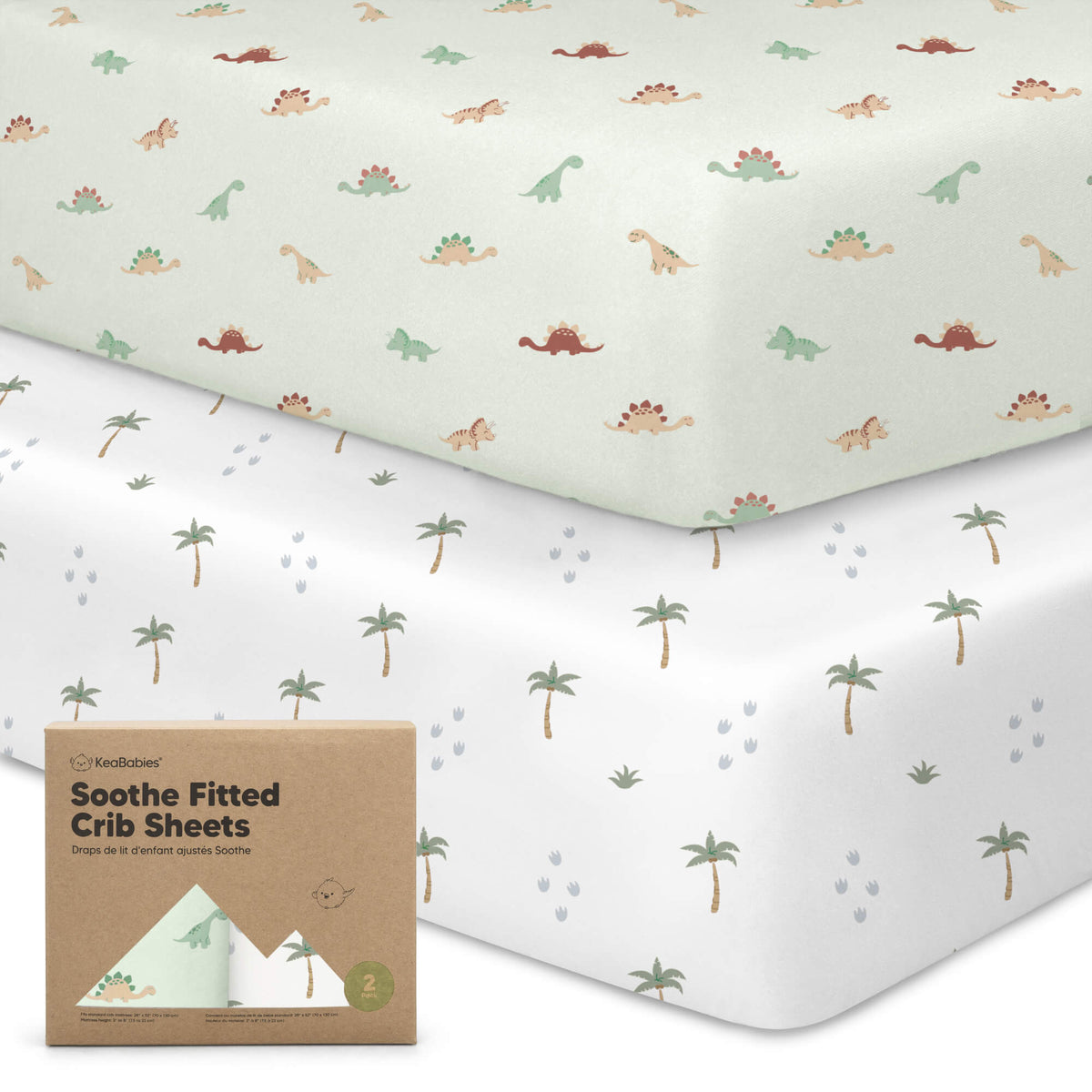 KeaBabies Organic Cotton Fitted Crib Sheet 2 Pack - Roarsome