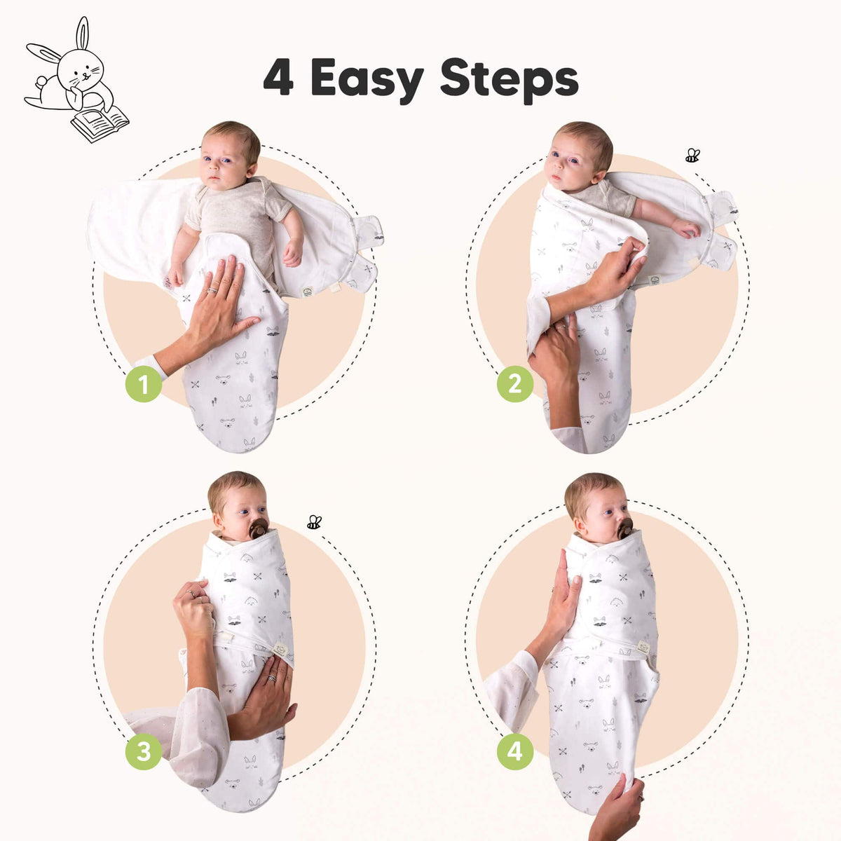 KeaBabies Soothe Baby Swaddles 3 Pack - Blossom image 5
