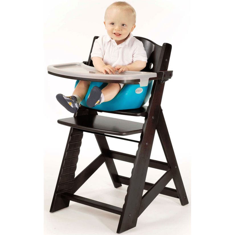 Keekaroo Height Right High Chair & Infant Insert - Espresso/Aqua - ESP-516-525-AQU