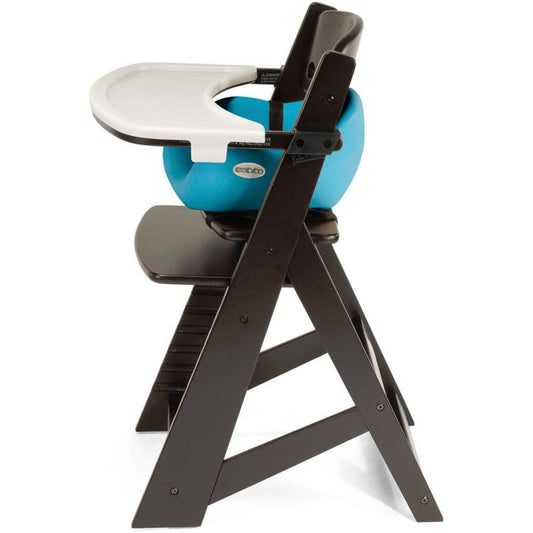 Keekaroo Height Right High Chair & Infant Insert - Espresso/Aqua - ESP-516-525-AQU