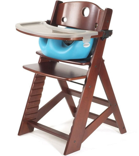 Keekaroo Height Right High Chair & Infant Insert - Mahogany/Aqua - 029-516-525-AQU