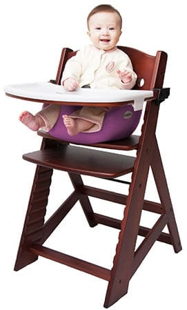 Keekaroo Height Right High Chair & Infant Insert - Mahogany / Raspberry - 005-51603-RAS