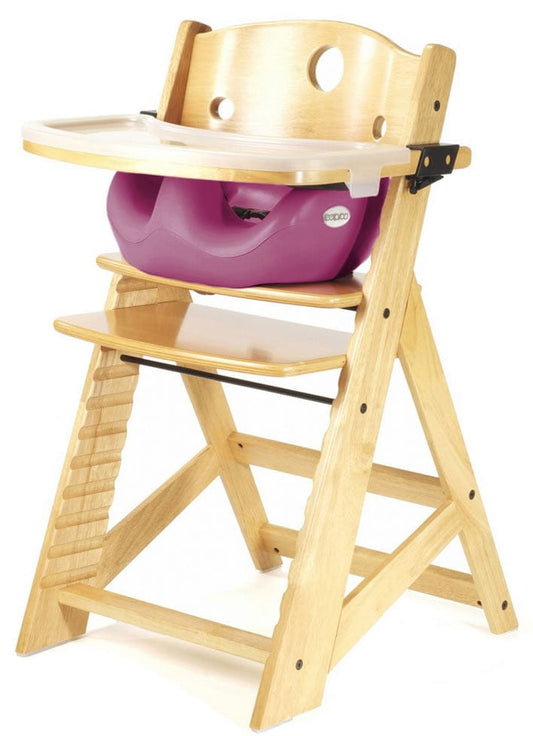 Keekaroo Height Right High Chair & Infant Insert - Natural / Raspberry - 005-51602-RAS