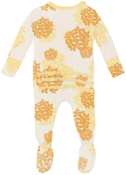 KicKee Pants Muffin Ruffle Footie with Zipper - Wallaby Hydrangea, 12-18 Months - ZMRF0-3-LI-S23D1-WBHY-12
