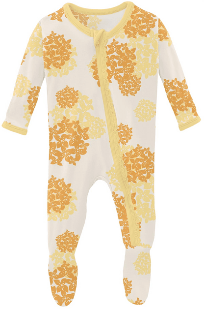 KicKee Pants Muffin Ruffle Footie with Zipper - Wallaby Hydrangea, 12-18 Months - ZMRF0-3-LI-S23D1-WBHY-12