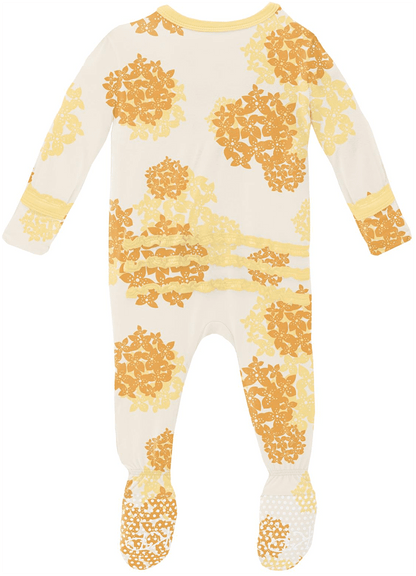 KicKee Pants Muffin Ruffle Footie with Zipper - Wallaby Hydrangea, 9-12 Months - ZMRF0-3-LI-S23D1-WBHY-912