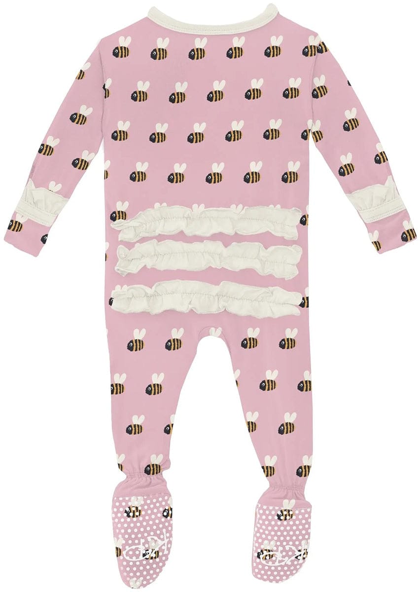 KicKee Pants Print Classic Ruffle Footie with 2 Way Zipper - Cake Pop Baby Bumblebee, 0-3 Months - RCZ112-5-LI-S24D3B-CKBB-0