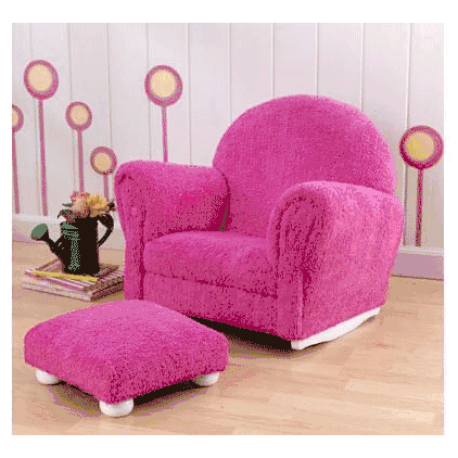 KidKraft Bubblegum Chenille Upholstered Rocker & Ottoman