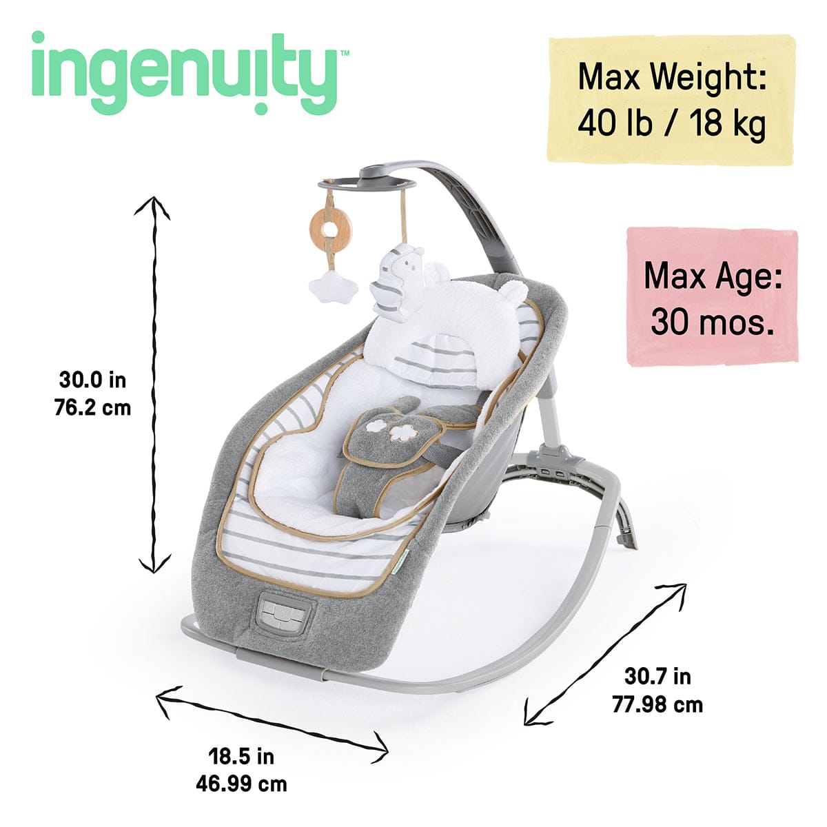 Kids2 Ingenuity Boutique Collection Rocking Seat - Bella Teddy - 10986-000-00C-03