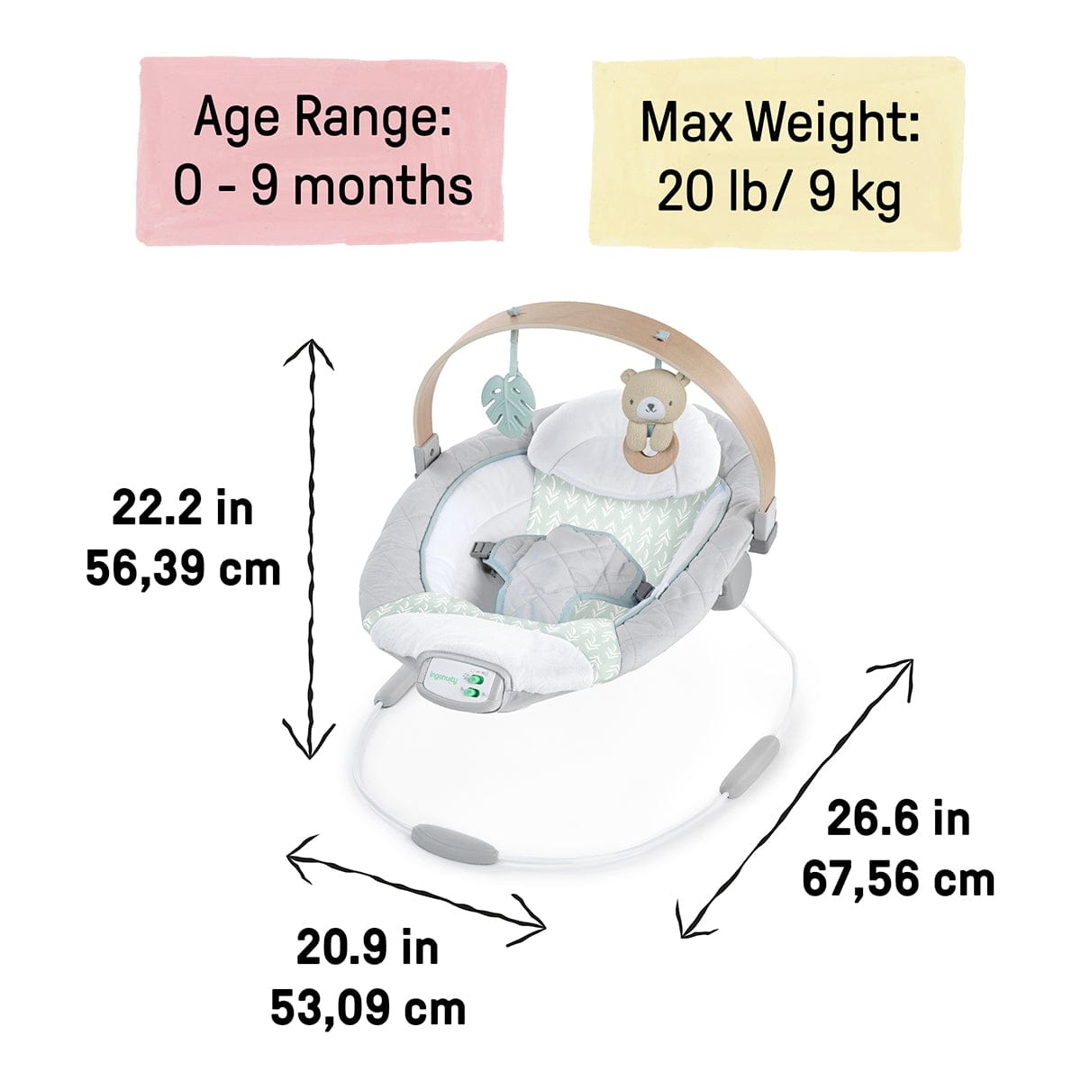 Kids2 Ingenuity Cozy Spot Soothing Bouncer - 13104-000-000-02