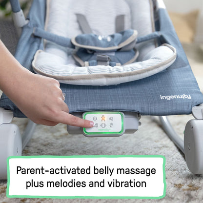 Kids2 Ingenuity Happy Belly Rock-to-Bounce Massage Seat - Chambray - 16854-000-000-02