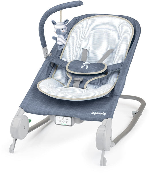 ジュエルペット　ドレッサー Kids2 Ingenuity Happy Belly Rock-to-Bounce Massage Seat - Chambray