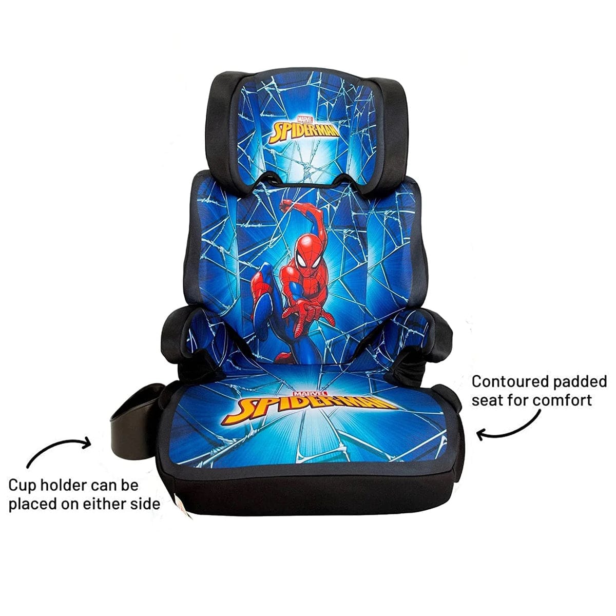 KidsEmbrace High Back Booster Car Seat - Marvel Spider-Man Blue Web - 4601SPB