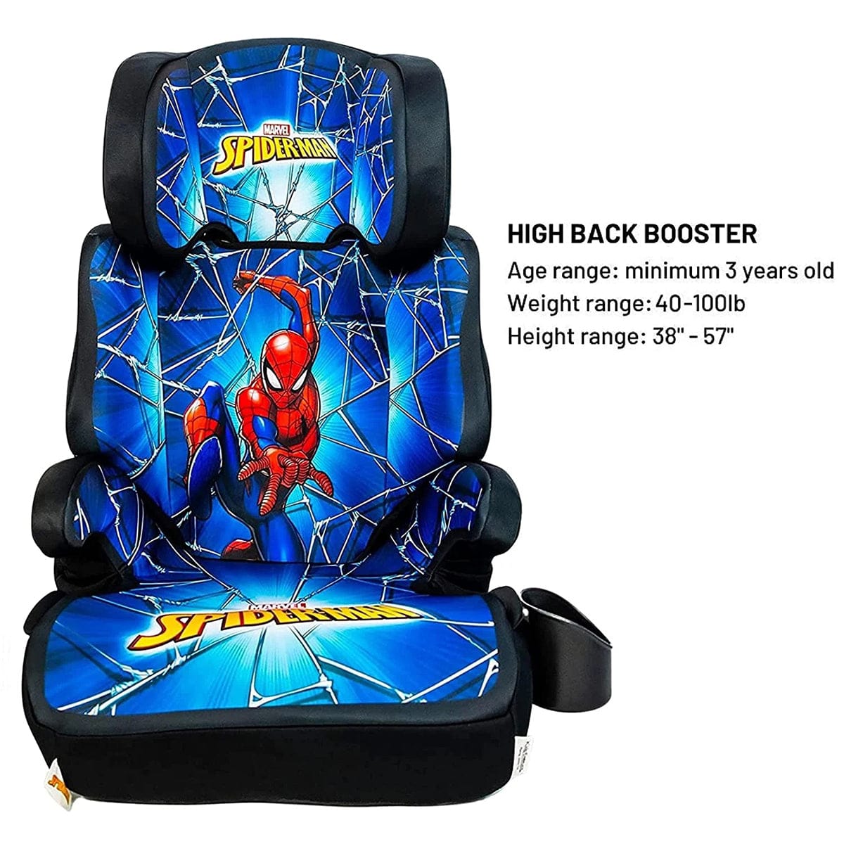KidsEmbrace High Back Booster Car Seat - Marvel Spider-Man Blue Web - 4601SPB