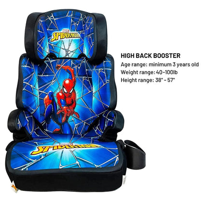 KidsEmbrace High Back Booster Car Seat - Marvel Spider-Man Blue Web - 4601SPB
